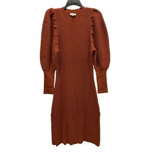 SUGARLIPS XS MaxiDress Lafayette Chocolate Mutton Sleeve Knit Sweater Midi Dress